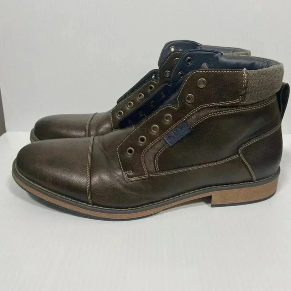 GBX MEN'S Brown Leather Lace Up Kirk ANKLE BOOTS Size 12 M Needs New Laces EUC - Picture 3 of 10